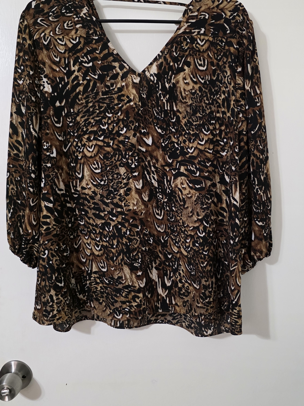 Cato Brown and Black V-Neck Blouse